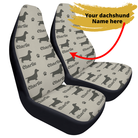 Funda de asiento de coche personalizada con nombre de Dachshunds - Funda de asiento de coche (2 piezas)