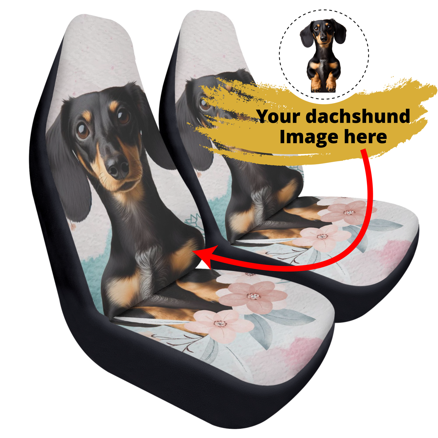 Funda de asiento de coche personalizada con imagen de Perros Salchichas - Fundas de asiento de coche (2 piezas)