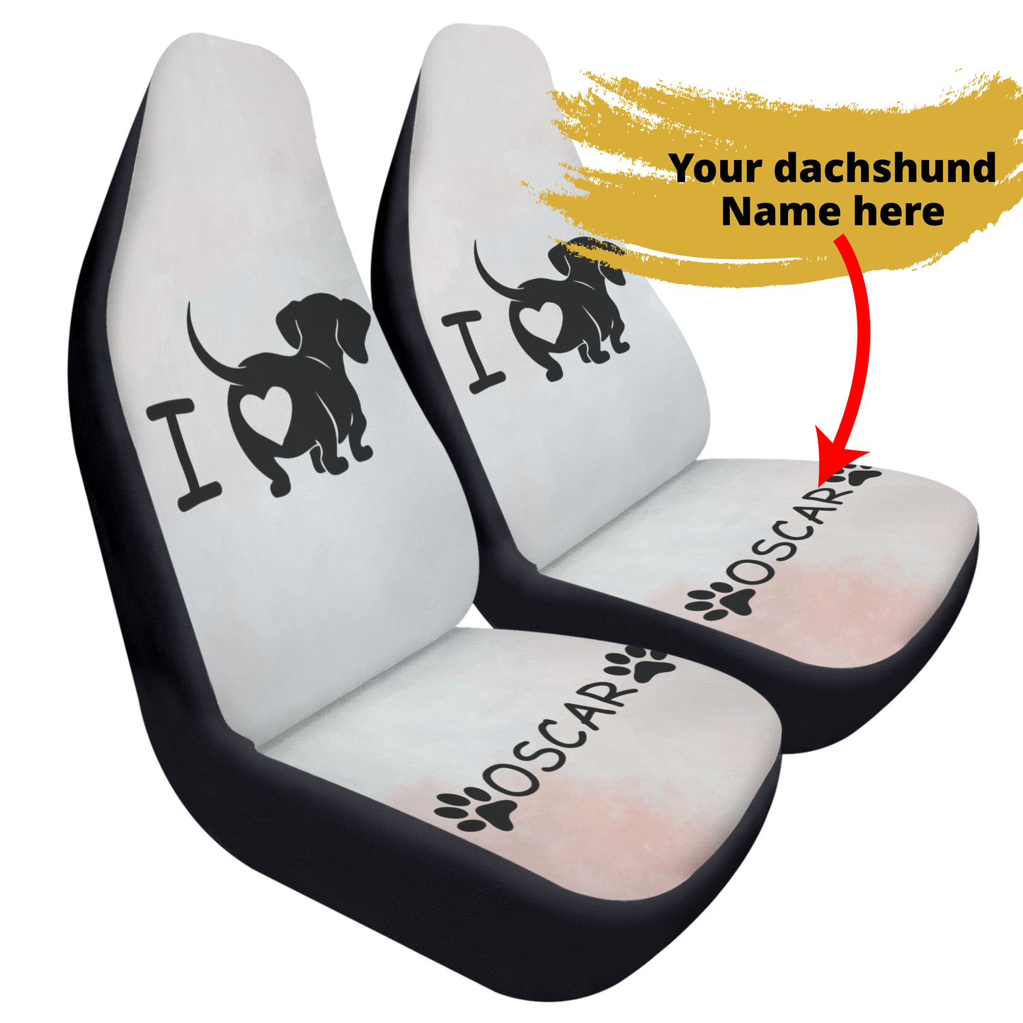 Funda de asiento de coche personalizada con nombre de Dachshunds - Funda de asiento de coche (2 piezas)