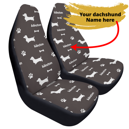 Funda de asiento de coche personalizada con nombre de Dachshunds - Funda de asiento de coche (2 piezas)