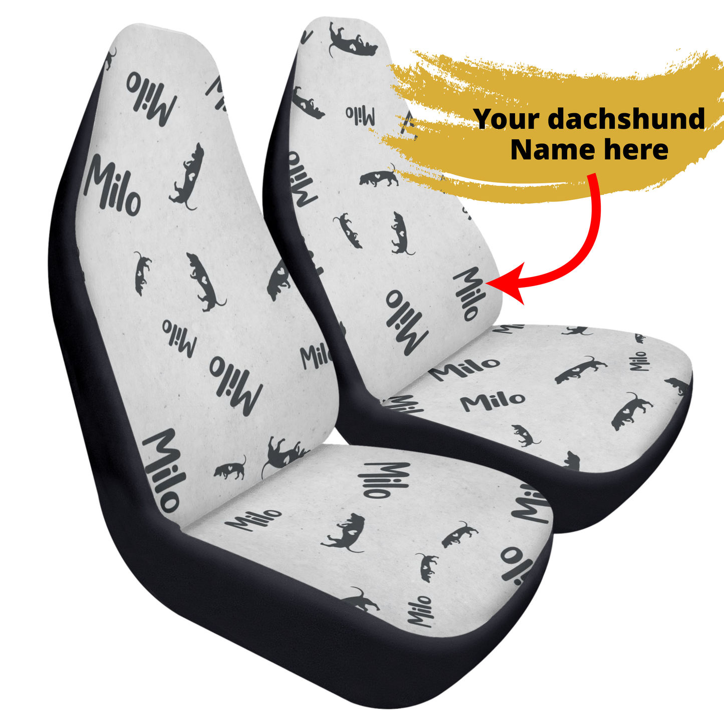 Funda de asiento de coche personalizada con nombre de Dachshunds - Funda de asiento de coche (2 piezas)