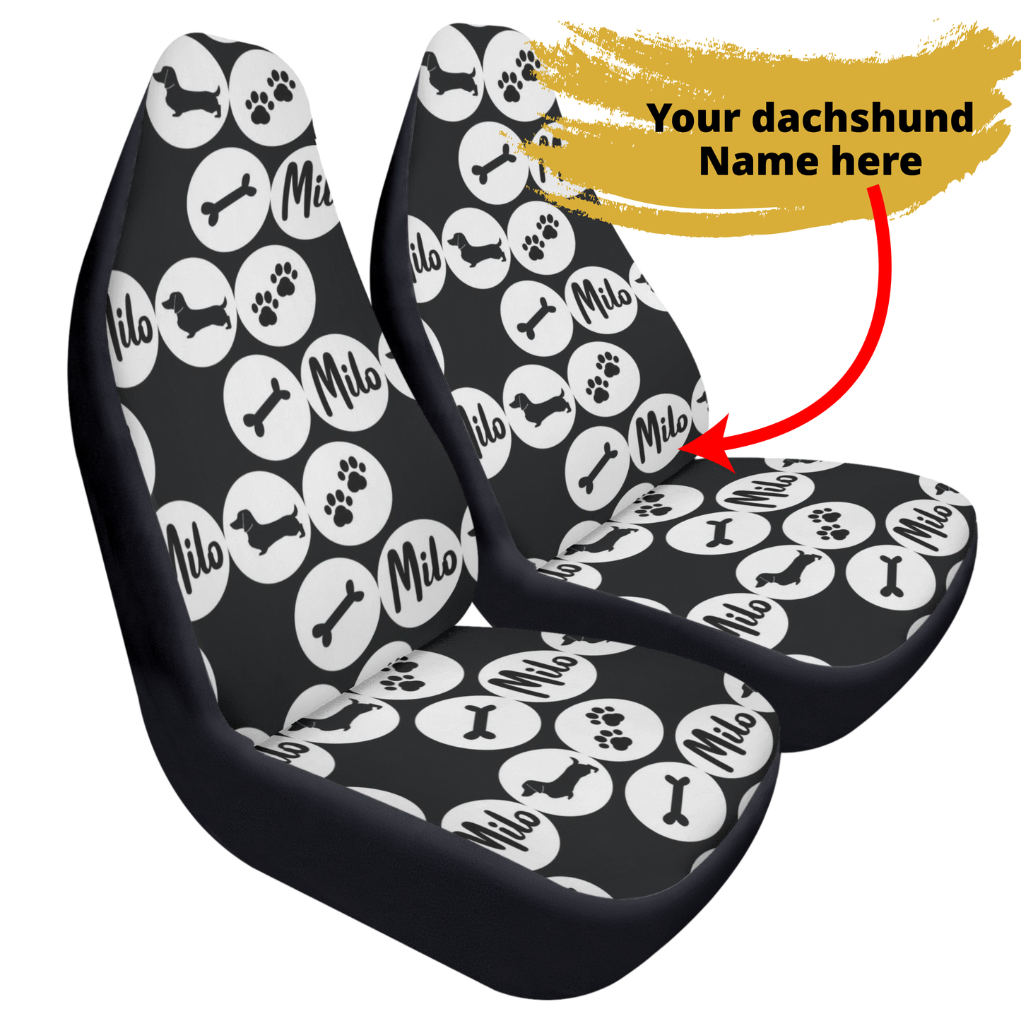 Funda de asiento de coche personalizada con nombre de Dachshunds - Funda de asiento de coche (2 piezas)