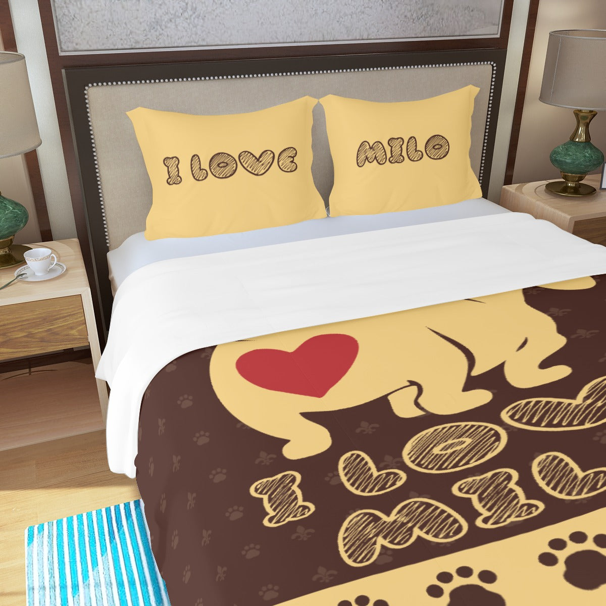 Juego de Cama Personalizado con Nombre de Perro Salchicha - Juego de Cama