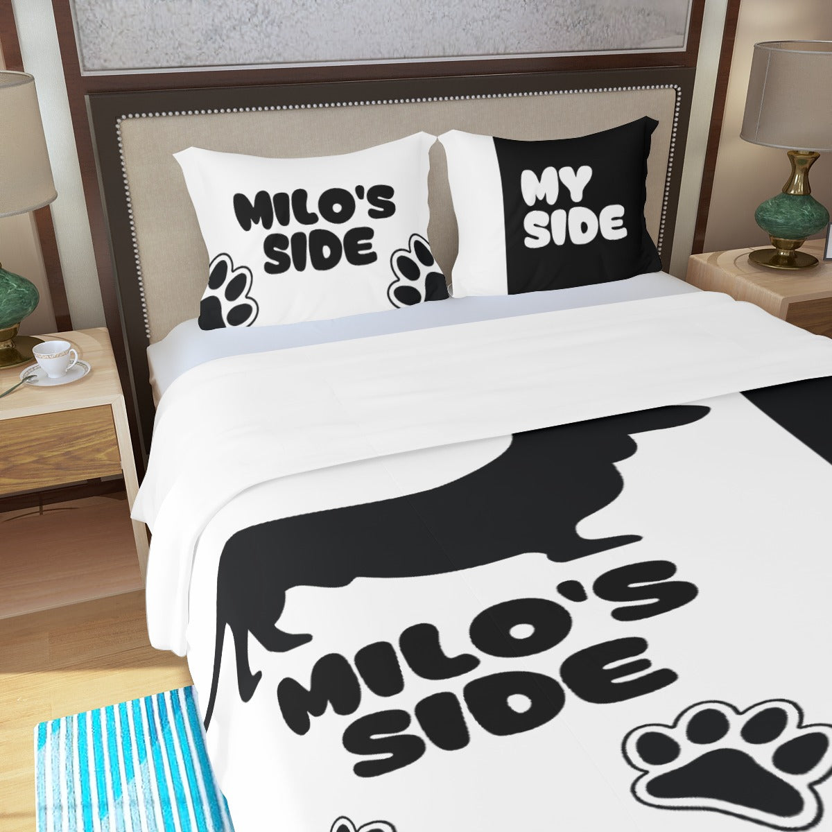 Juego de ropa de cama personalizado con el nombre del perro salchicha - Juego de ropa de cama para los amantes de los perros salchicha