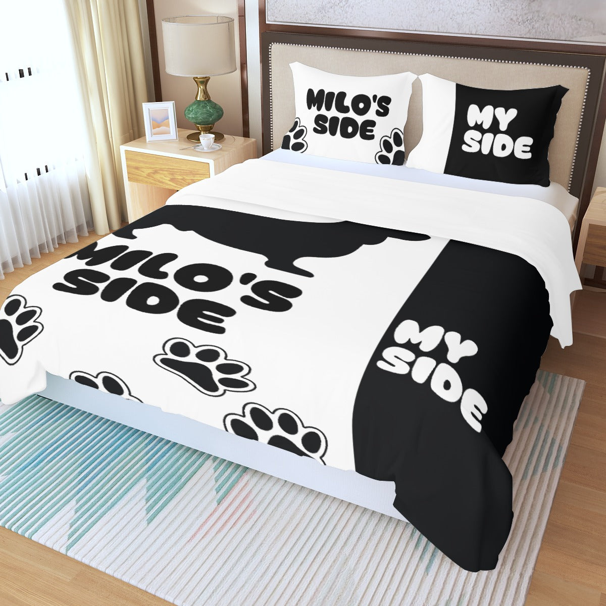 Juego de ropa de cama personalizado con el nombre del perro salchicha - Juego de ropa de cama para los amantes de los perros salchicha