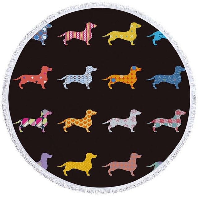 Dachshund Round Beach Towel- Dachshund shop.jpg