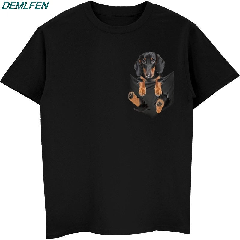 Dachshund T-shirt Black Cotton - Dachshund Shop.jpg