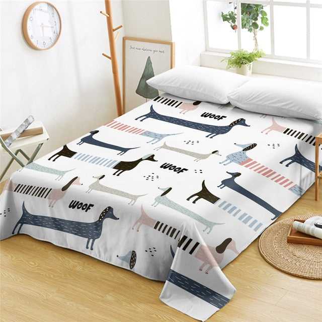 Dachshund Bed Colorful Puppy Printed Flat Sheet - Dachshund Shop.jpg