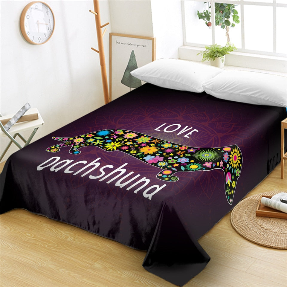 Dachshund Bed Colorful Puppy Printed Flat Sheet - Dachshund Shop.jpg