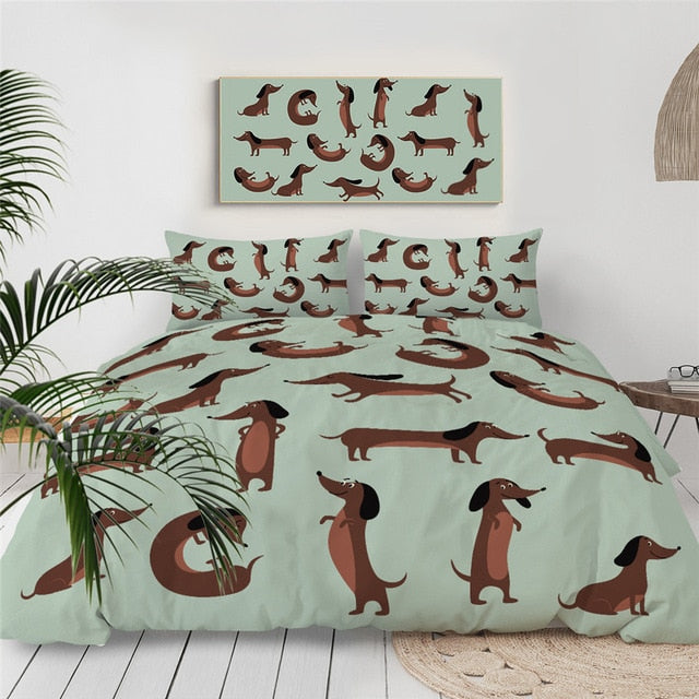 Dachshund Duvet Cover Cute Dachshund Bedspread