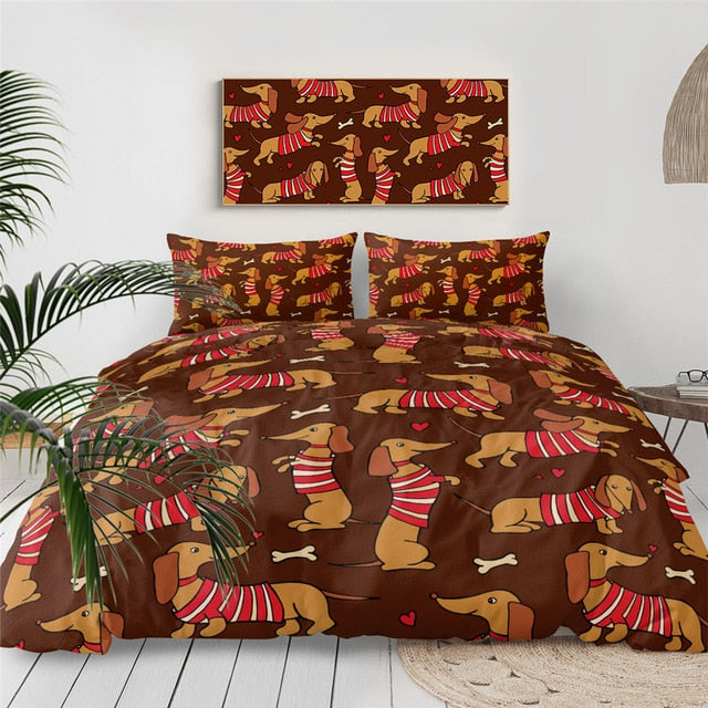 Dachshund Duvet Cover Cute Dachshund Bedspread