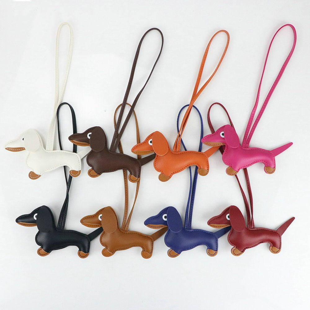 Llavero de cuero PU Dachshund I accesorios para llaveros