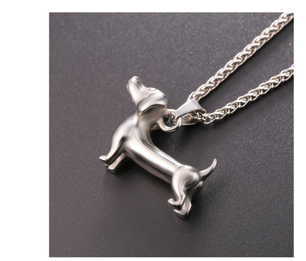 Dachshund Necklace Stainless Steel/Gold Color Rope - Dachshund Shop.jpg