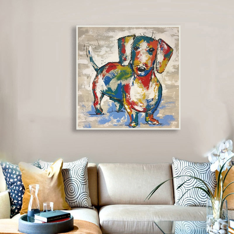 Dachshund Graffiti Canvas Paintings Abstract Dog Wall Art - Dachshund Shop.jpg