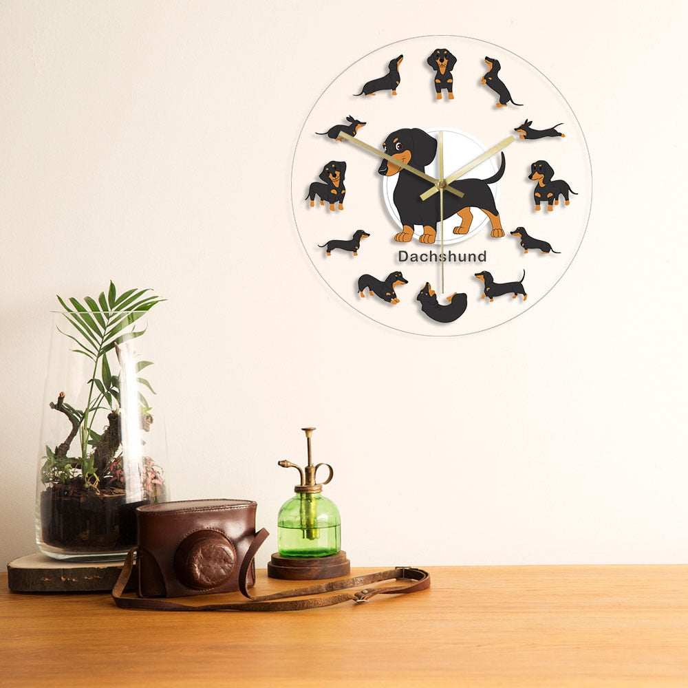 Dachshund Wall Clock Modern Wall Watch with RGB LED Light - Dachshund Shop