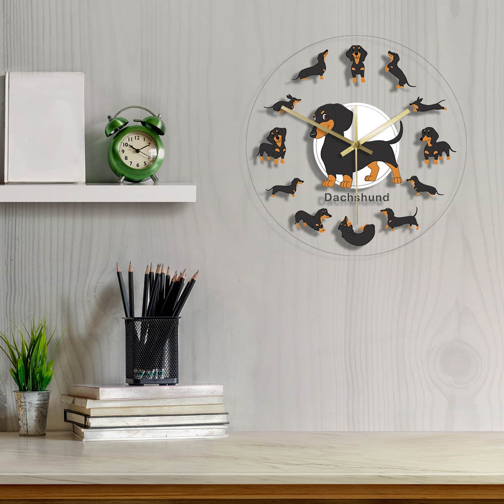 Dachshund Wall Clock Modern Wall Watch with RGB LED Light - Dachshund Shop