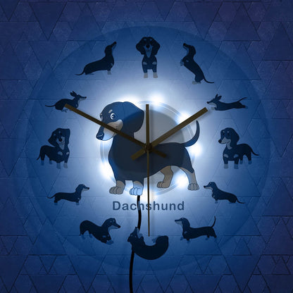 Dachshund Wall Clock Modern Wall Watch with RGB LED Light - Dachshund Shop