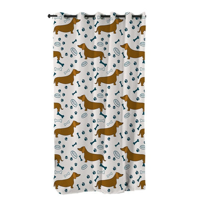 Dachshund Shower Curtain Cute Puppy Cartoon Decorative- Dachshund Shop.jpg