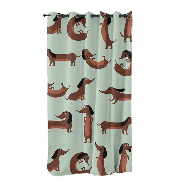 Dachshund Shower Curtain Cute Puppy Cartoon Decorative- Dachshund Shop.jpg