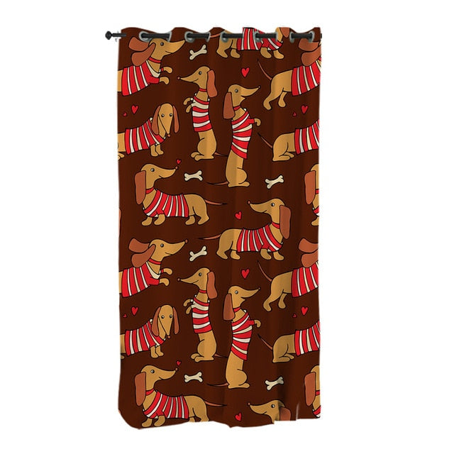 Dachshund Shower Curtain Cute Puppy Cartoon Decorative- Dachshund Shop.jpg