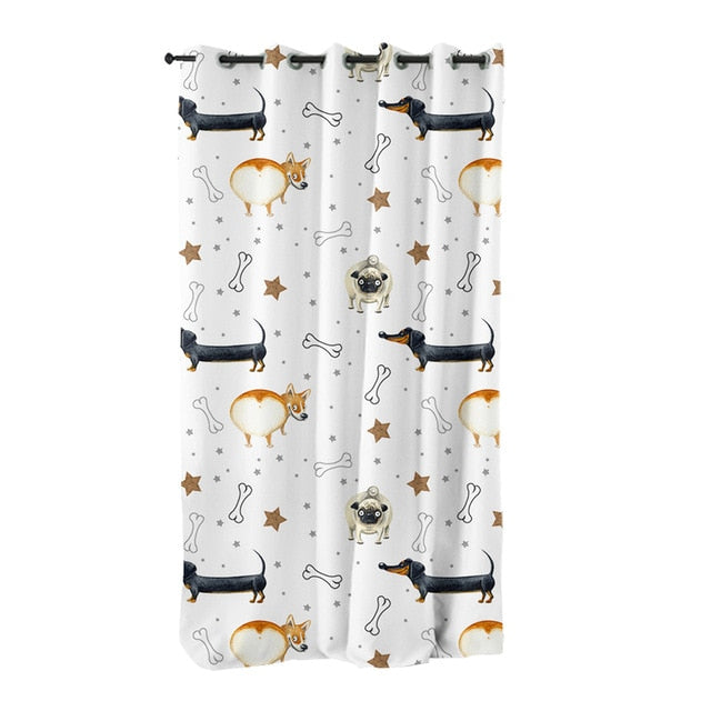 Dachshund Shower Curtain Cute Puppy Cartoon Decorative- Dachshund Shop.jpg