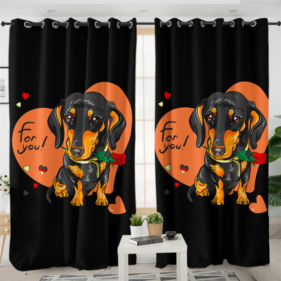 Dachshund Shower Curtain Cute Puppy Cartoon Decorative- Dachshund Shop.jpg