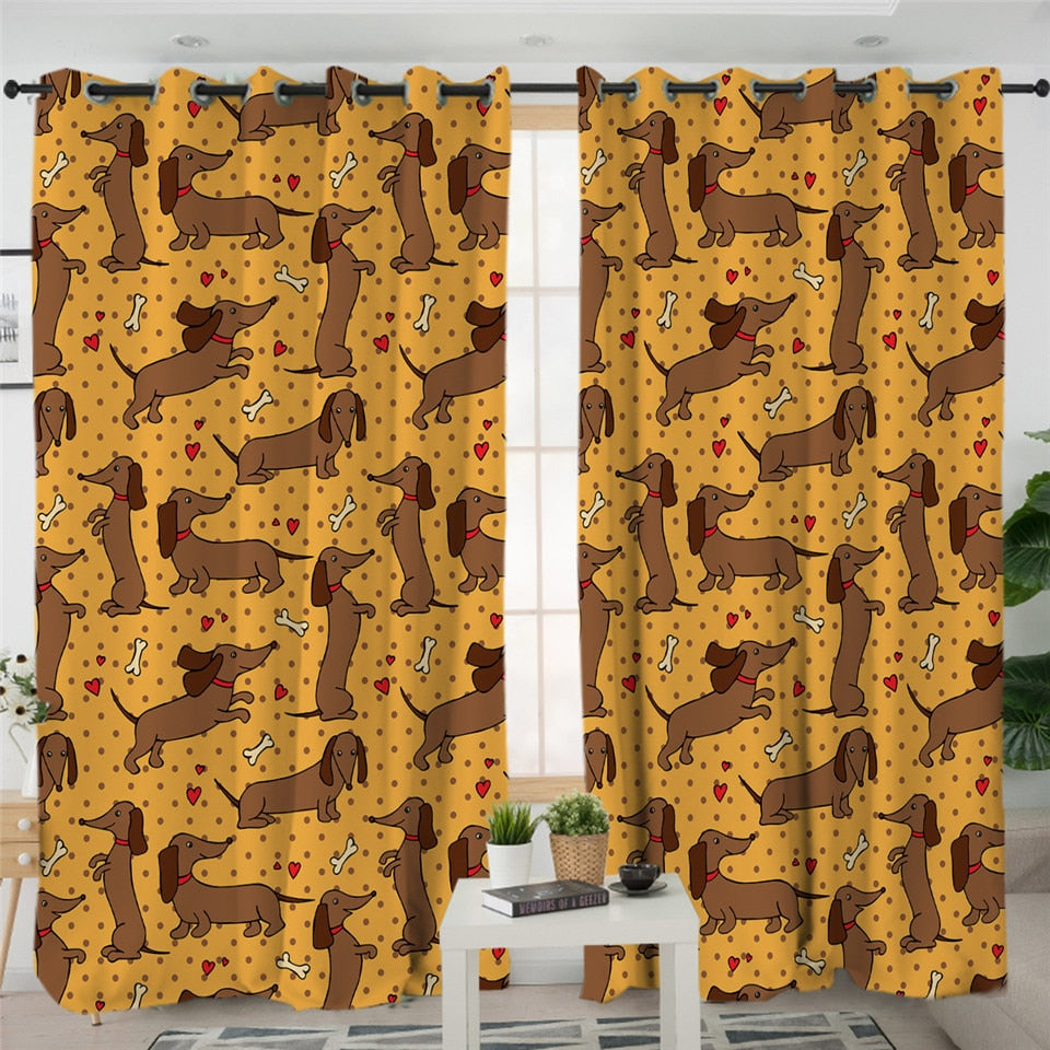 Dachshund Shower Curtain Cute Puppy Cartoon Decorative- Dachshund Shop.jpg