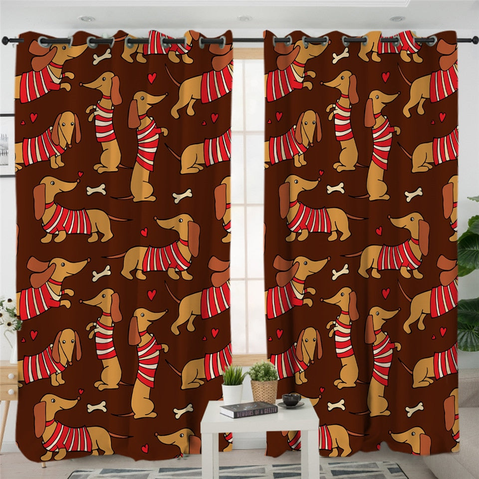 Dachshund Shower Curtain Cute Puppy Cartoon Decorative- Dachshund Shop.jpg