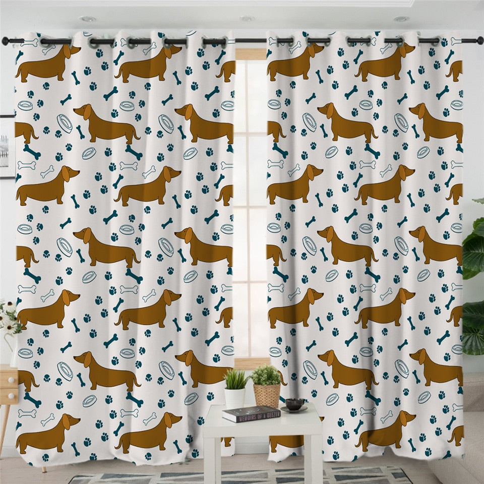 Dachshund Shower Curtain Cute Puppy Cartoon Decorative- Dachshund Shop.jpg