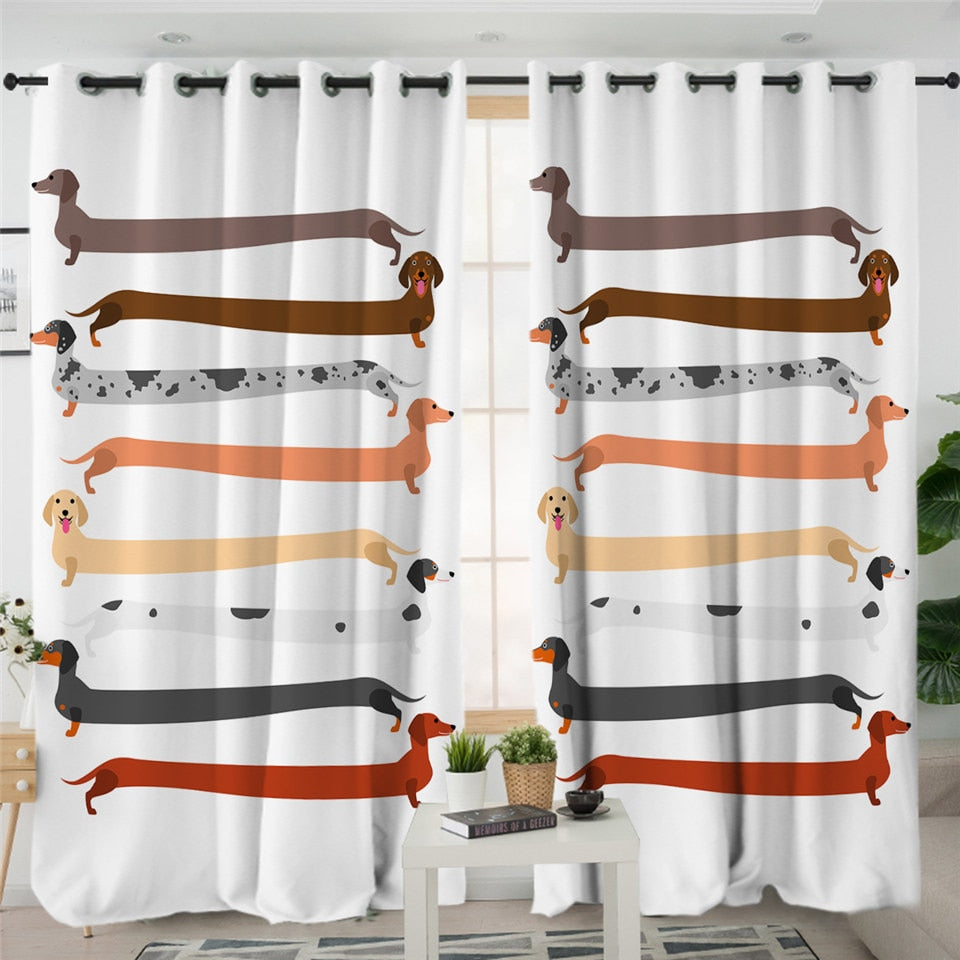 Dachshund Shower Curtain Cute Puppy Cartoon Decorative- Dachshund Shop.jpg