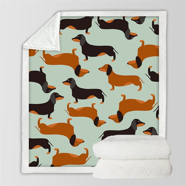 Manta Dachshund para uso interior y exterior.