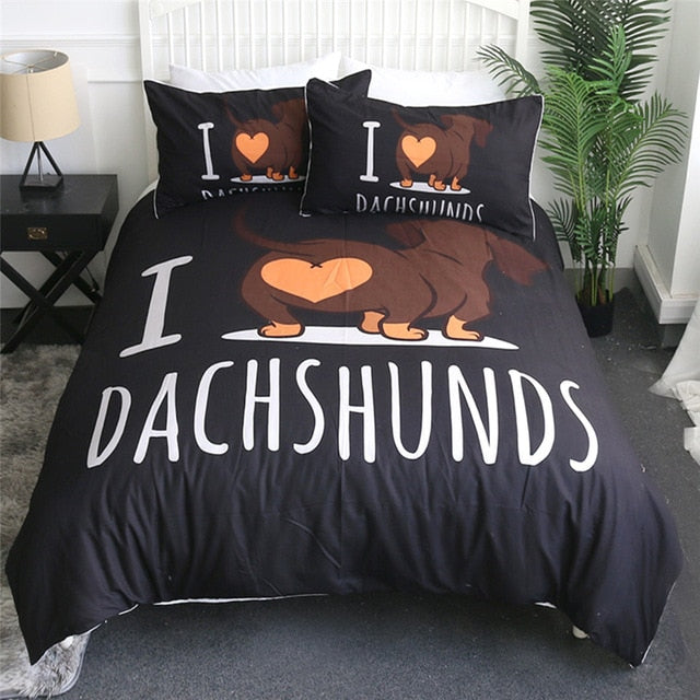 Dachshund Duvet Cover Cute Dachshund Bedspread