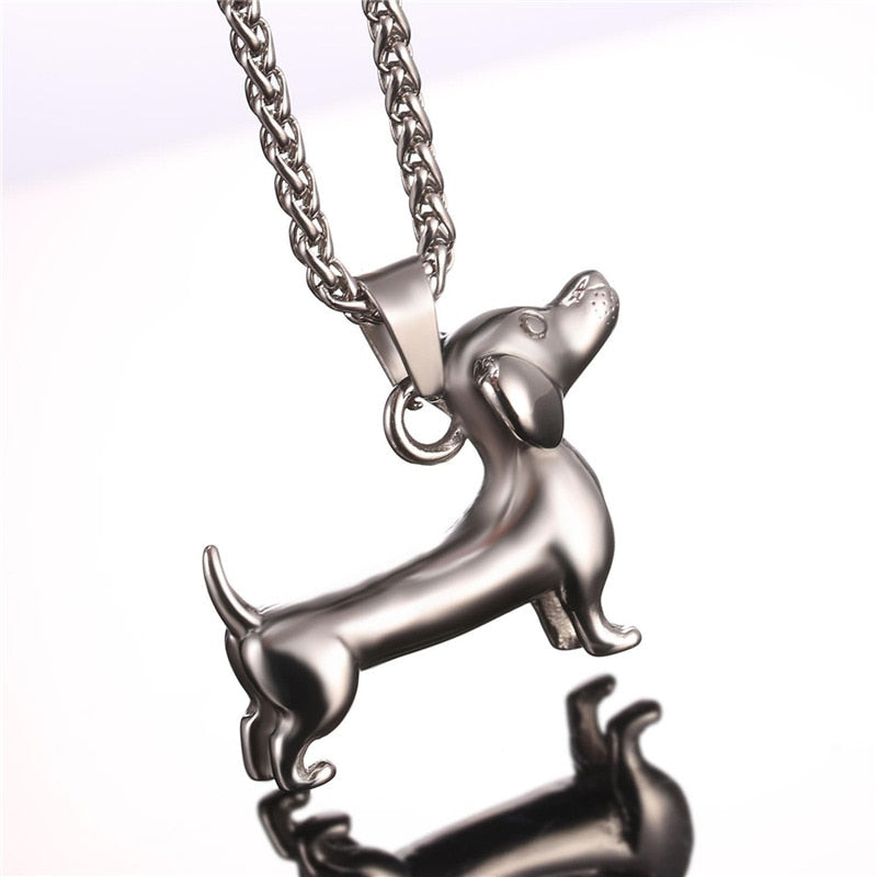 Dachshund Necklace Stainless Steel/Gold Color Rope - Dachshund Shop.jpg