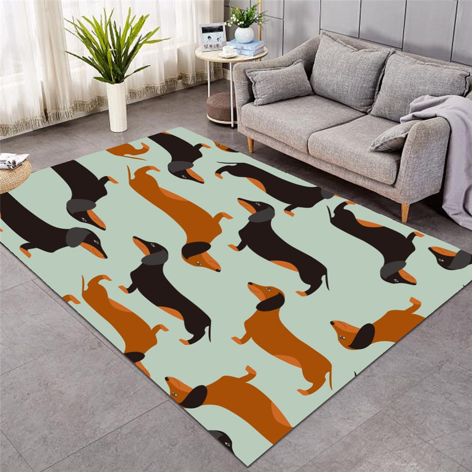 Dachshund Wiener Dog Pattern Area Rug Floor Mat-Dachshund Shop.jpg